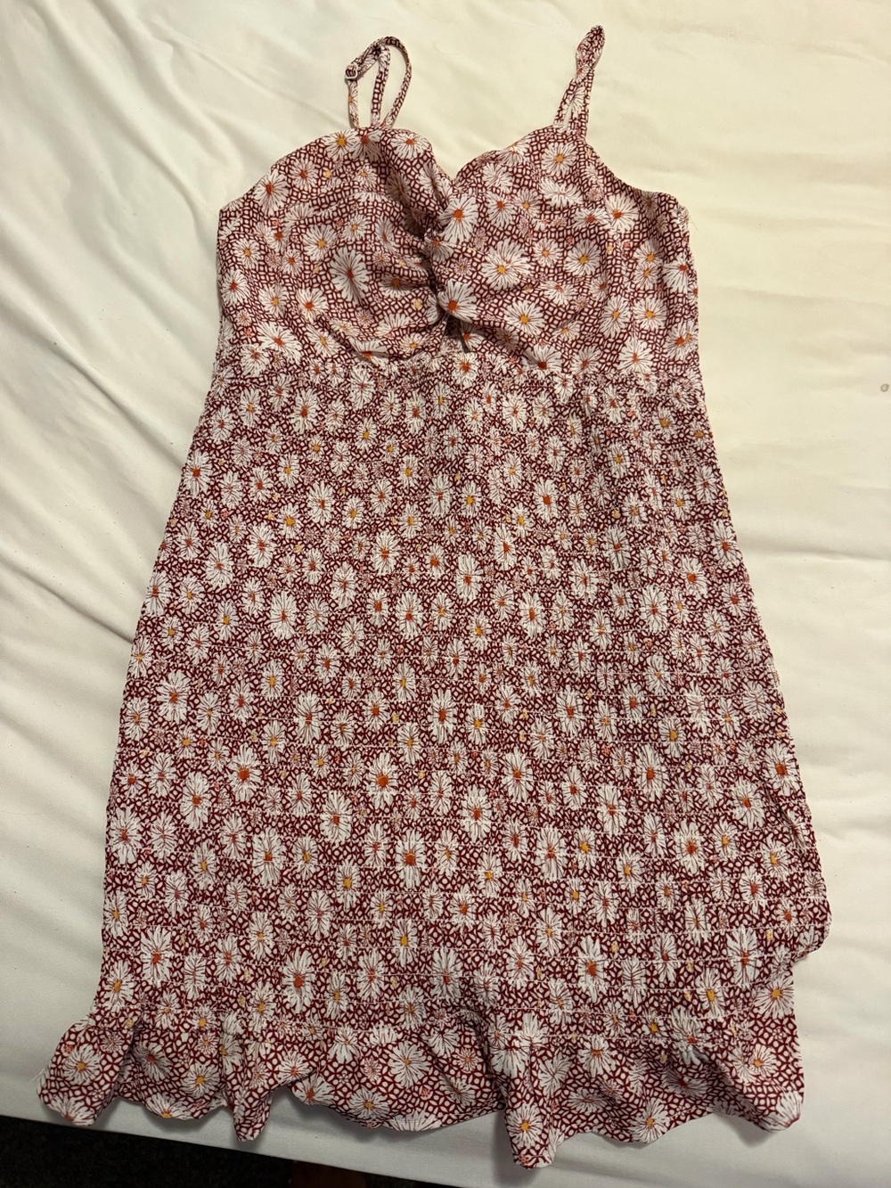 Womans Red Floral Summer Dress with Spaghetti Straps